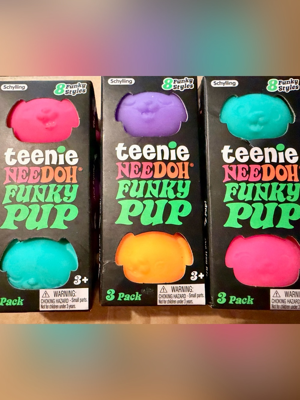 3 packs! Teenie Needoh Funky Pup 3-Pack - Multicolor